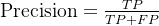 \text{Precision} = \frac{TP}{TP + FP}