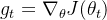 g_t = \nabla_\theta J(\theta_t)
